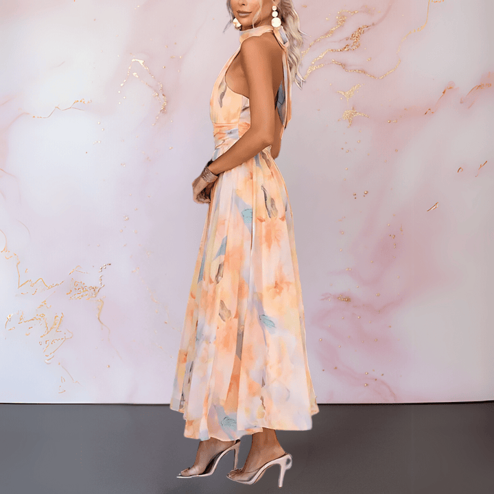 ESTHER | Robe Halter de Style Aquarelle