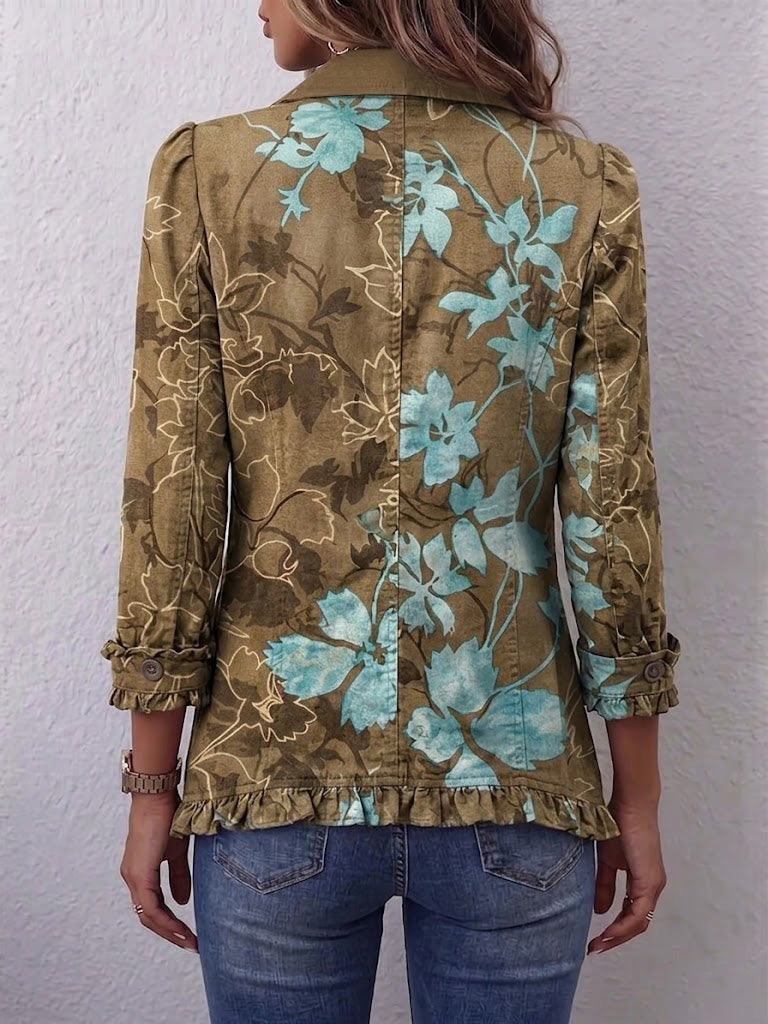 Sundara™ | Giacca Vintage a Fiori con Volant Sfumati Boho