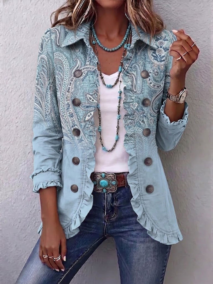 Estrella™ | Giacca con Volant e Stampa Paisley Vintage