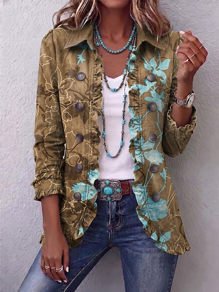 Sundara™ | Giacca Vintage a Fiori con Volant Sfumati Boho