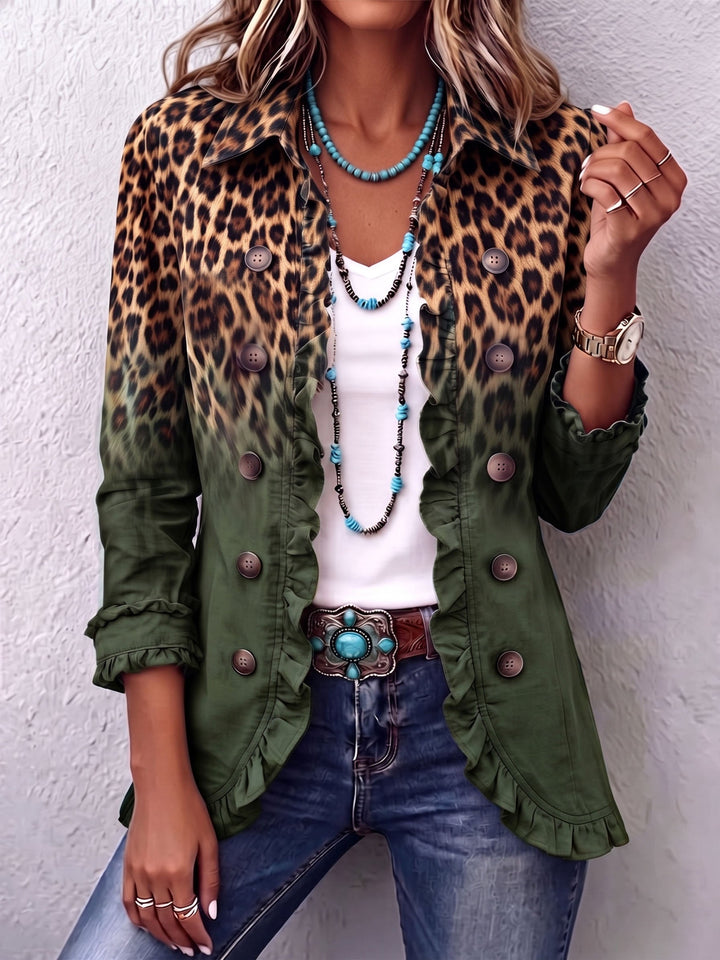 Elspeth™ | Blazer con Volant Leopardo Sfumato