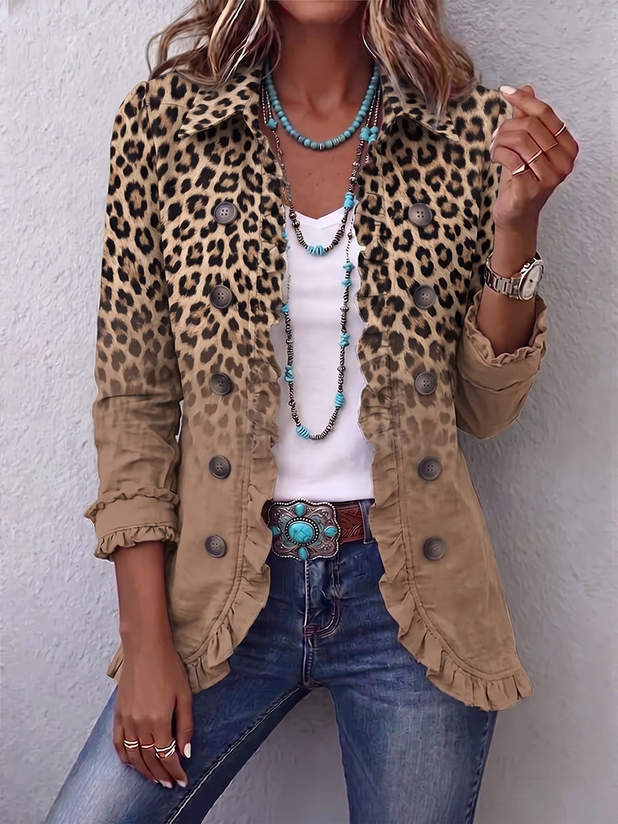 Tawny™ | Giacca Vintage Leopardata Sfumata con Volant