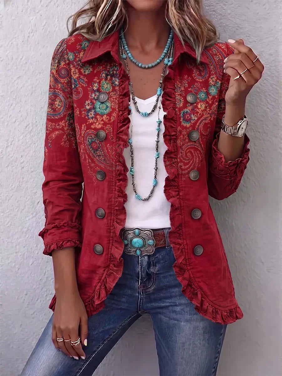 Fayrene™ | Giacca Bohemien Paisley con Rouches