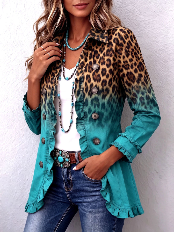 Elspeth™ | Blazer con Volant Leopardo Sfumato