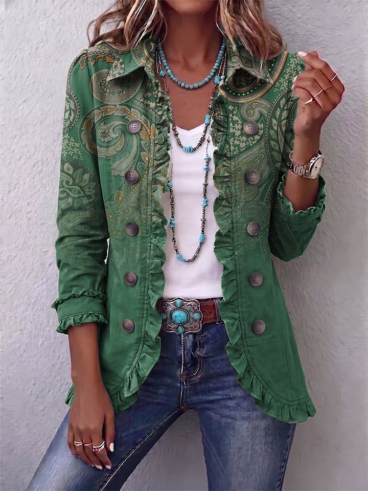 Jemara™ | Giacca con Volant a Stampa Paisley Bohémien