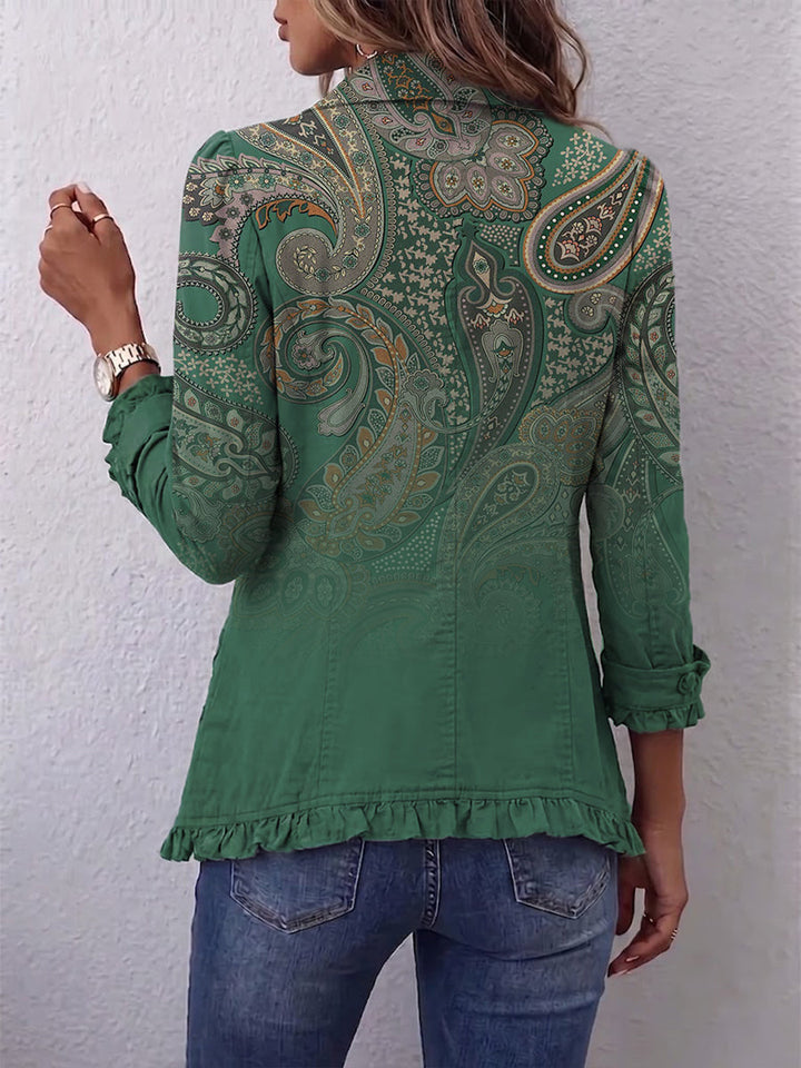 Jemara™ | Giacca con Volant a Stampa Paisley Bohémien