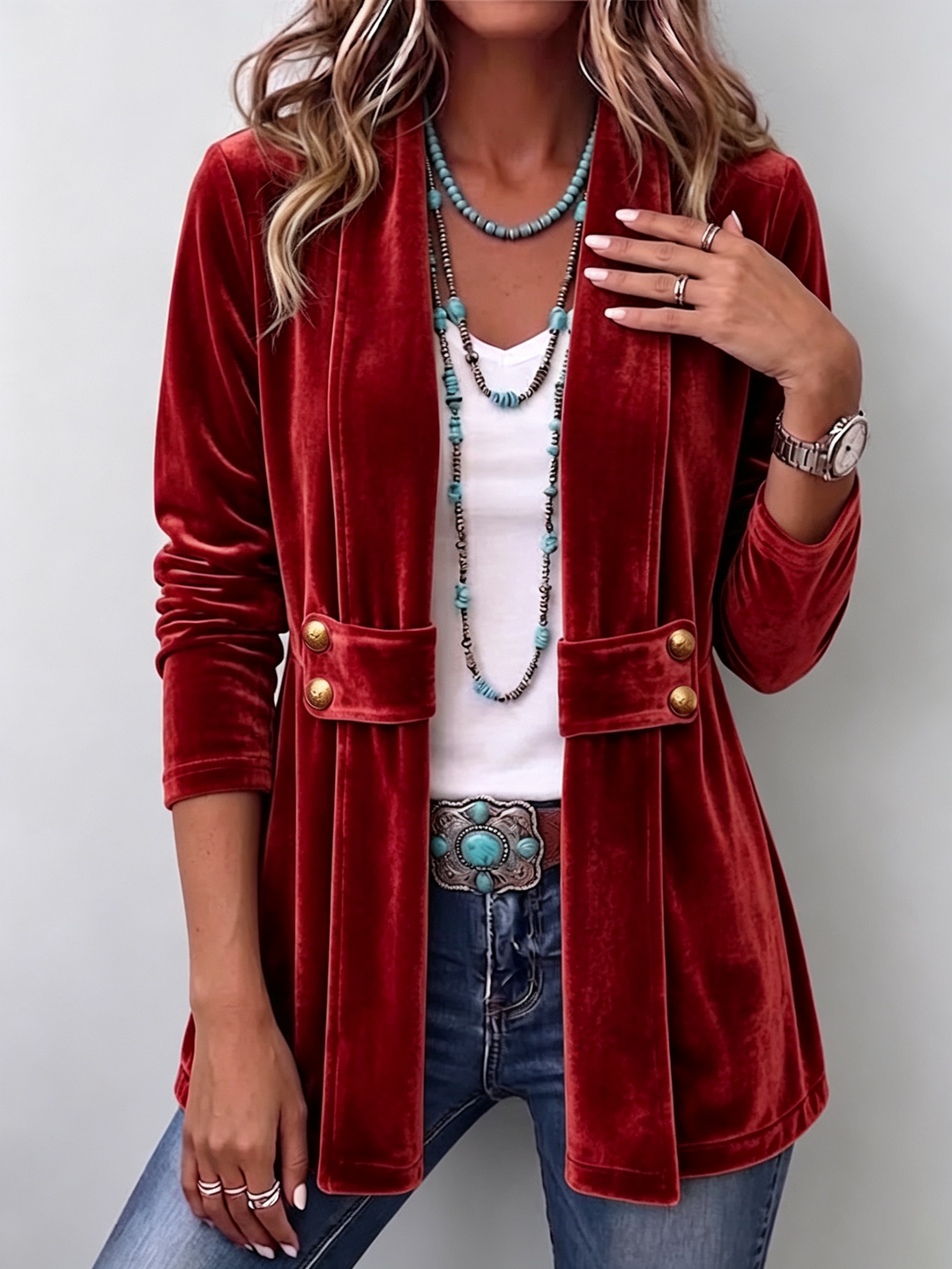 Holliwell™ | Giacca lunga con bottoni vintage e colletto