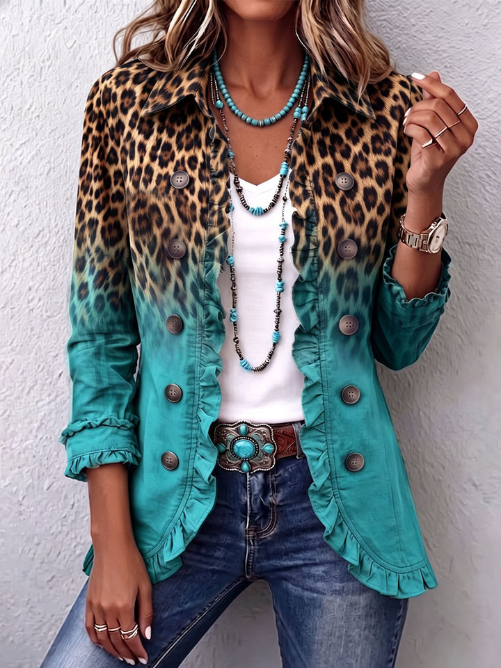 Elspeth™ | Blazer con Volant Leopardo Sfumato