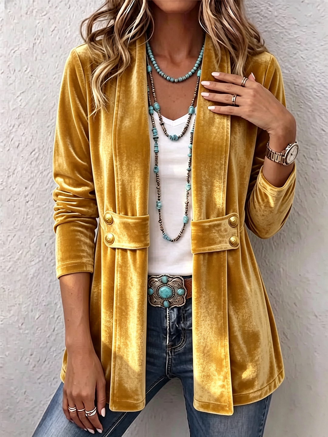 Holliwell™ | Giacca lunga con bottoni vintage e colletto