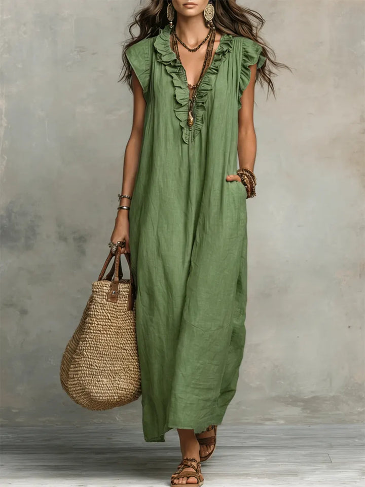 Camelia | Abito Lungo Bohemien in Lino e Cotone