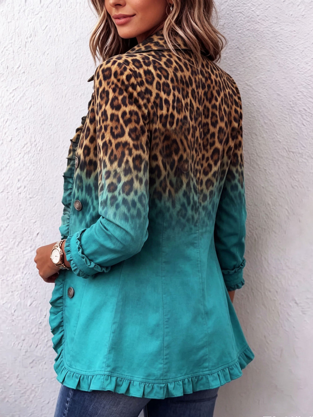Elspeth™ | Blazer con Volant Leopardo Sfumato