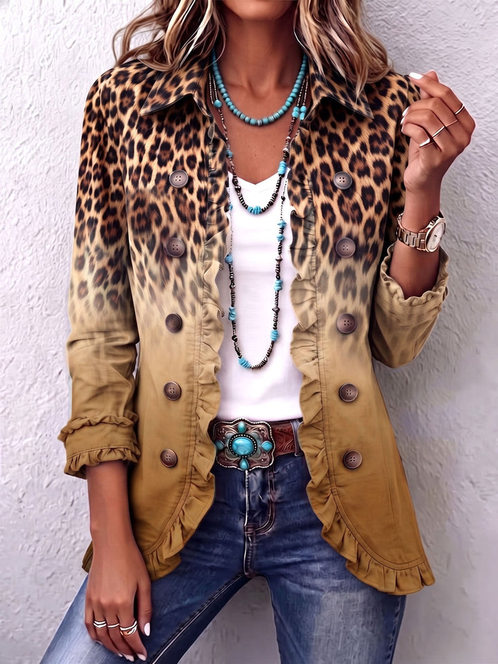 Elspeth™ | Blazer con Volant Leopardo Sfumato