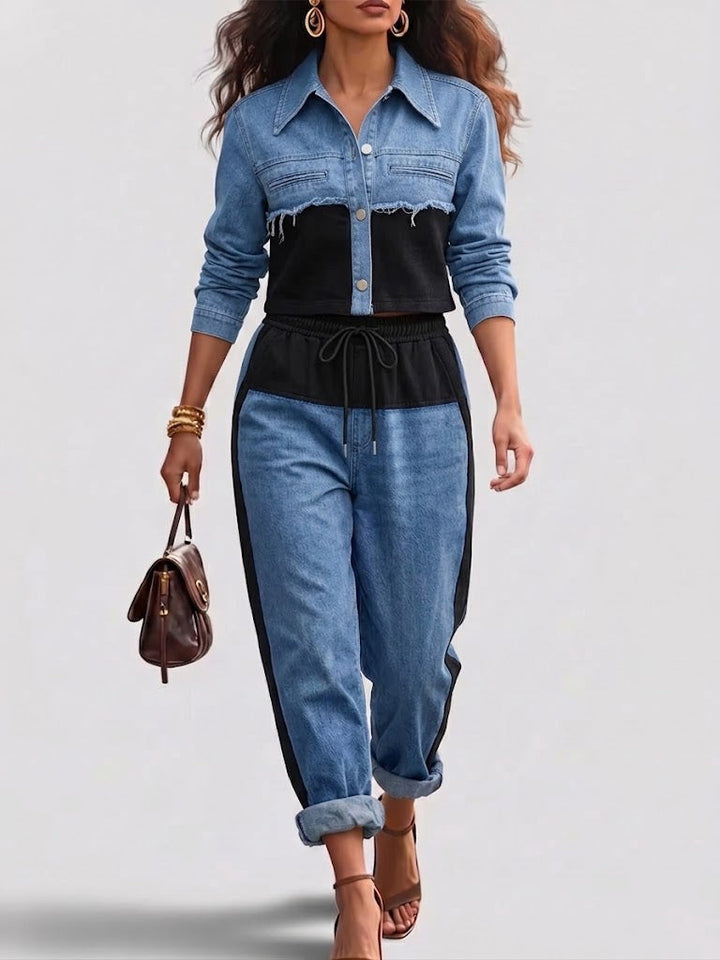Holbrook™ | Giacca Corta a Blocchi di Colore e Set di Pantaloni a Gamba Larga