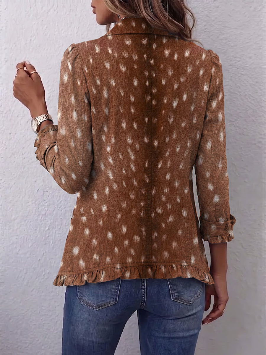 Nolinda™ | Giacca con Volant a Stampa Animalier Bohémien