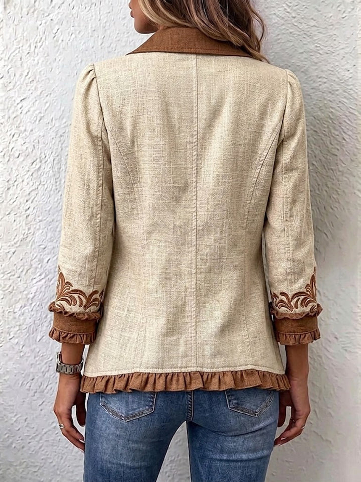 Dawncroft™ | Giacca Vintage Bohemien con Rouches Floreali
