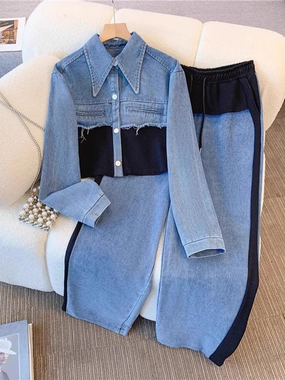 Holbrook™ | Giacca Corta a Blocchi di Colore e Set di Pantaloni a Gamba Larga