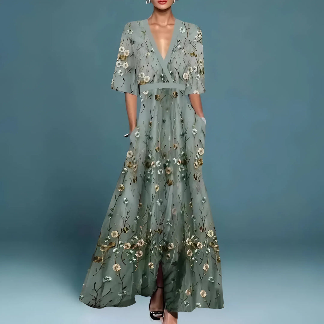 Valentina | Robe longue élégante avec décolleté plongeant