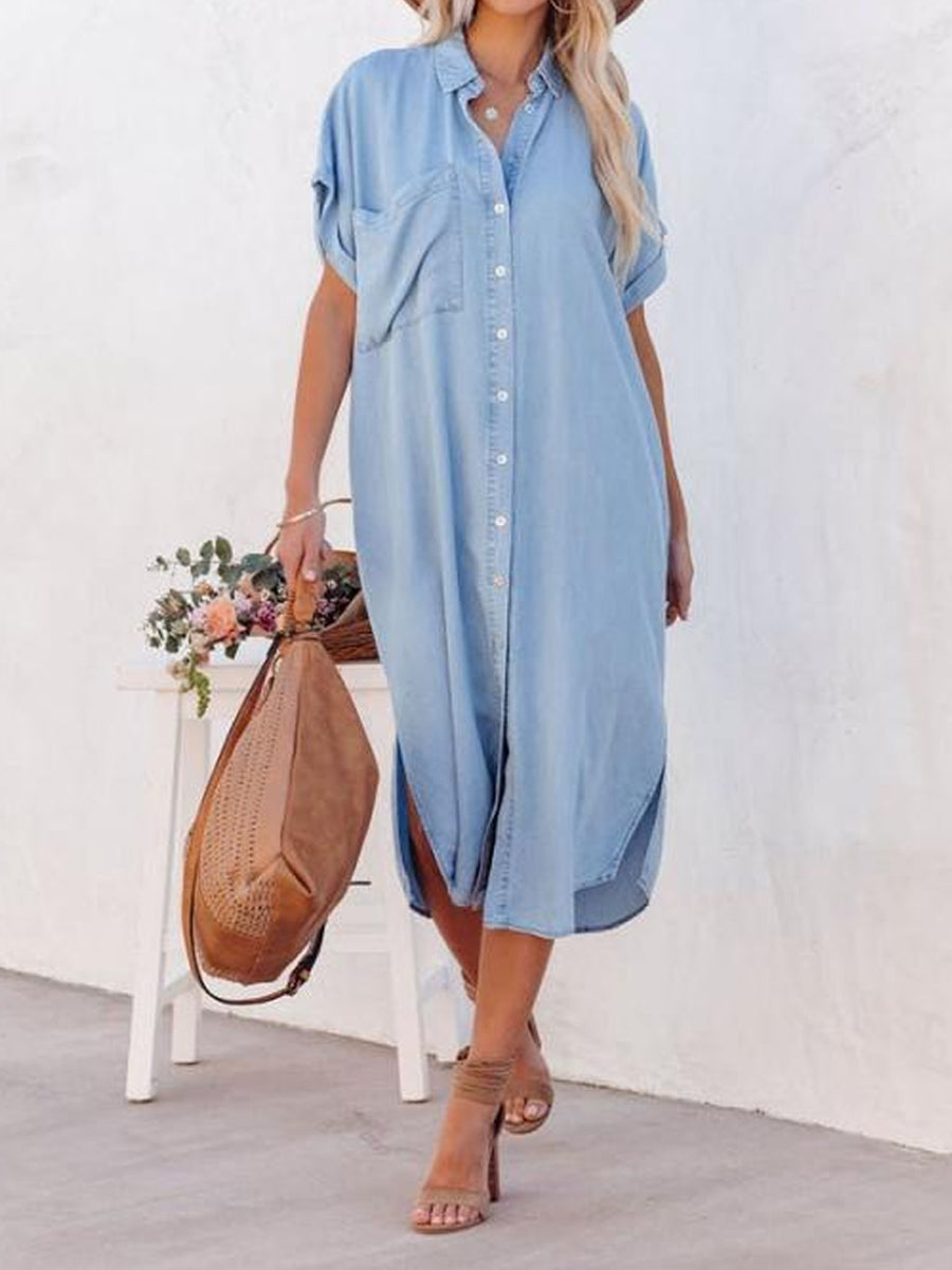 Karen | Robe chemise en denim léger