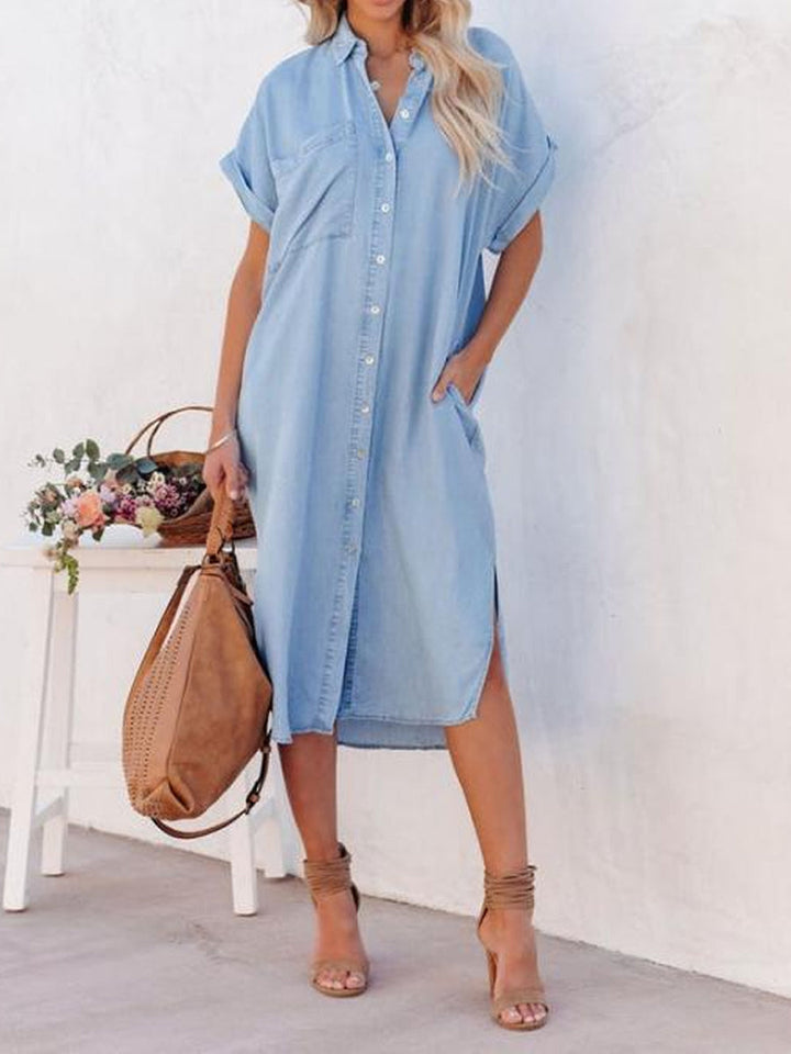 Karen | Robe chemise en denim léger