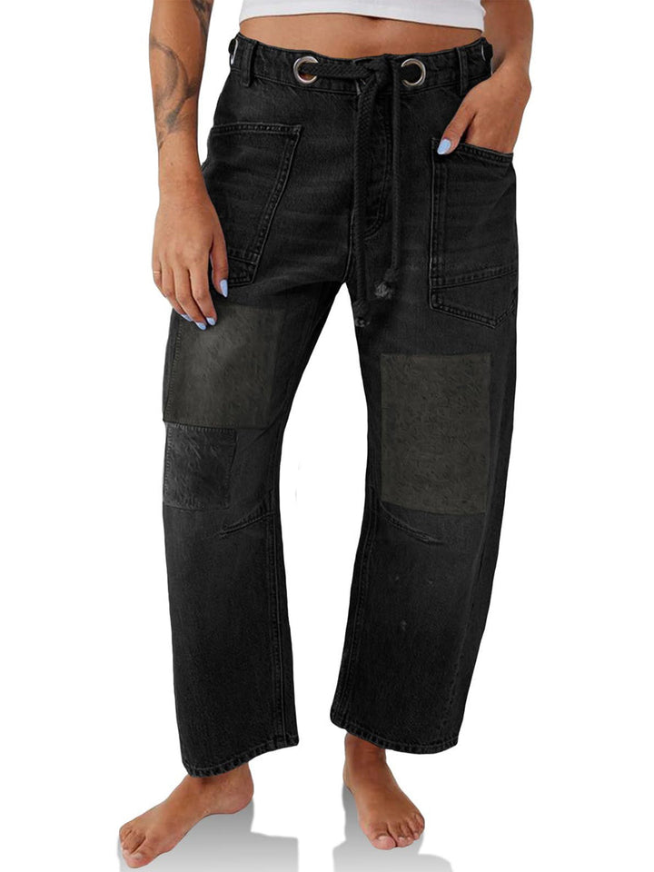 Margarita | Jeans patchwork avec cordon ajustable
